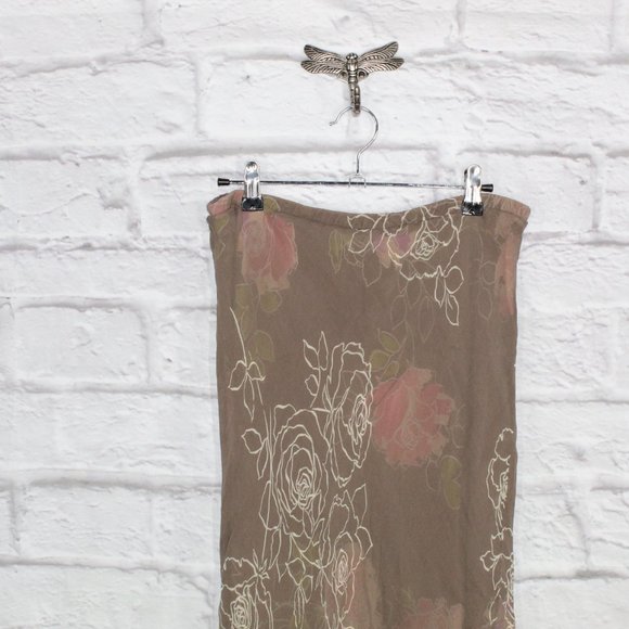 Vintage! Adriana Papell Brown Silk Elastic Waist Lined Skirt Size 10 - Picture 5 of 8